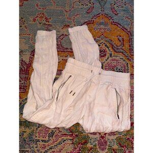 Athleta Cabo Linen Jogger Pants Women's Size 0 White Drawstring